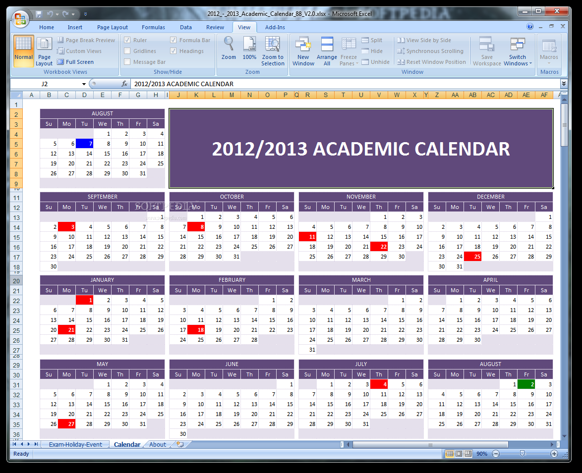 2012 - 2013 Academic Calendar