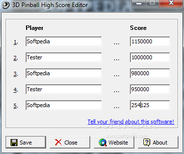 3D Pinball High Score Editor