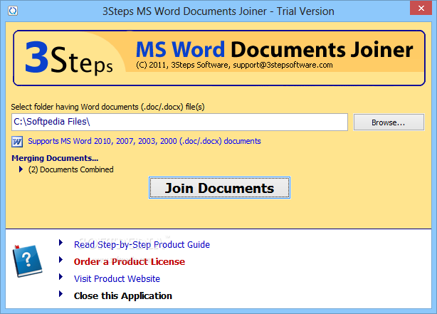 3Steps MS Word Documents Joiner