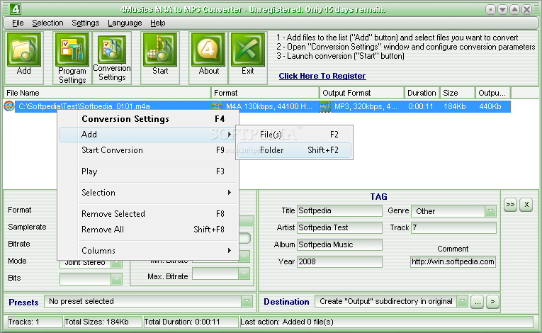 4Musics M4A to MP3 Converter