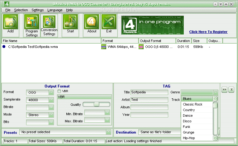 4Musics WMA to OGG Converter