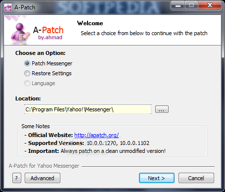 A-Patch for Yahoo Messenger