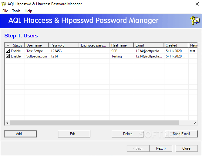 AQL htpasswd & htaccess Password Manager