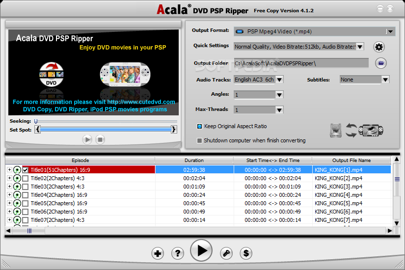 Acala DVD PSP Ripper