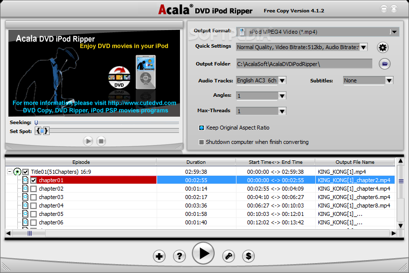 Acala DVD iPod Ripper