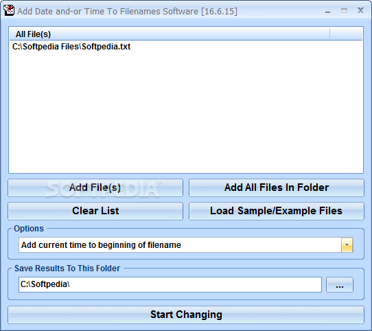 Add Date and-or Time To Filenames Software