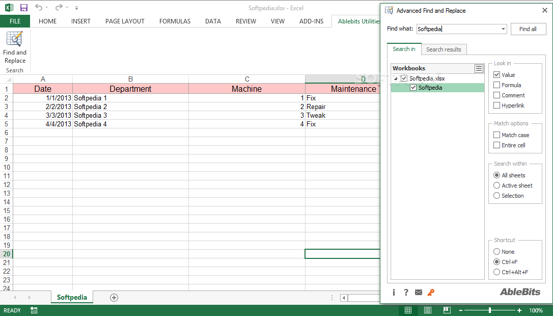 Advanced Find and Replace for Microsoft Excel