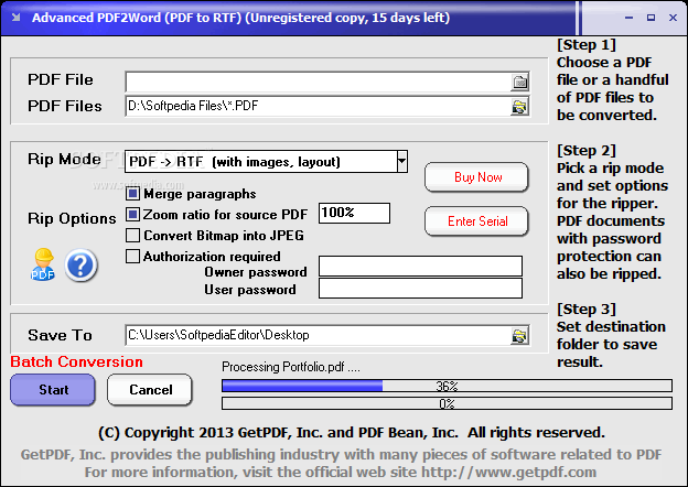 Advanced PDF2Word (PDF to RTF)