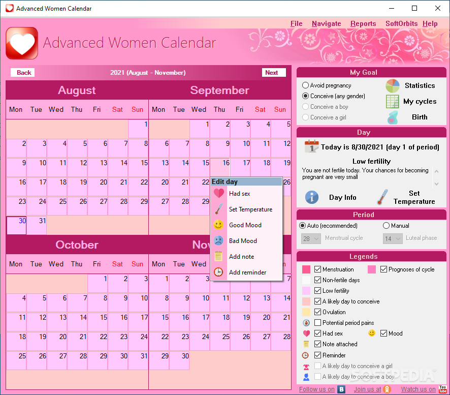 Women's Advanced Calendar