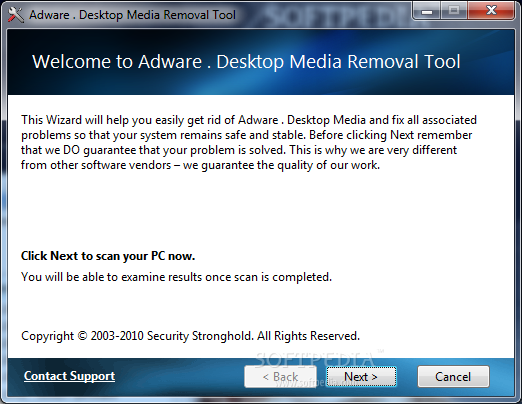 Adware . Desktop Media Removal Tool