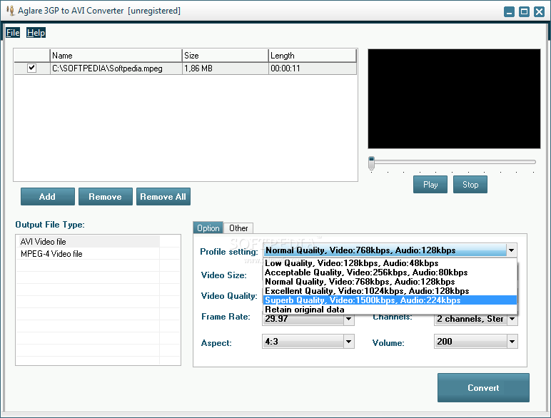 Aglare 3GP to AVI Converter