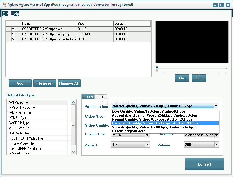 Aglare AVI MP4 3GP iPod MPEG WMV MOV DVD Converter