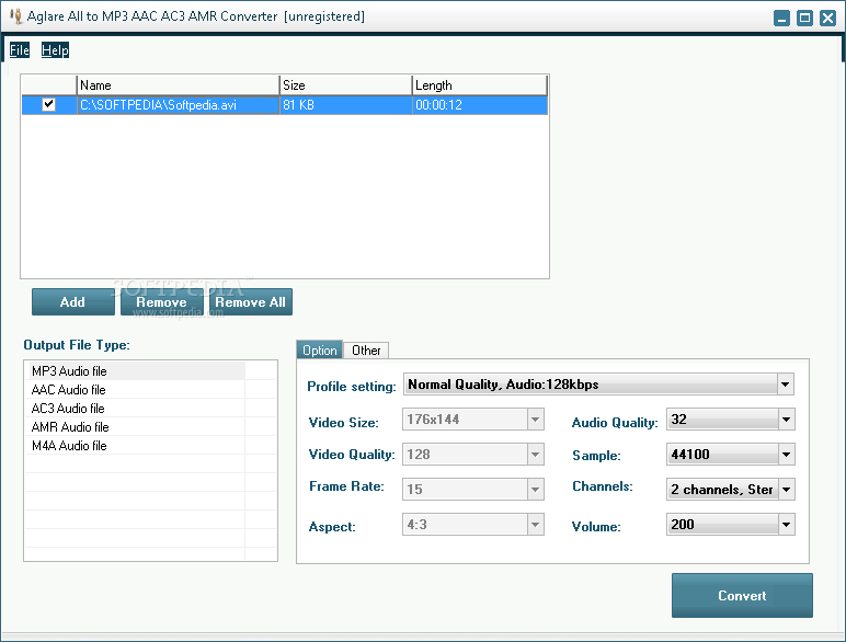 Aglare All to MP3 AAC AC3 AMR Converter