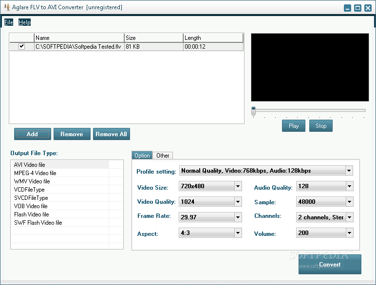 Aglare FLV to AVI Converter