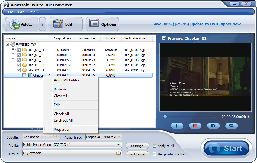 Aimersoft DVD to 3GP Converter