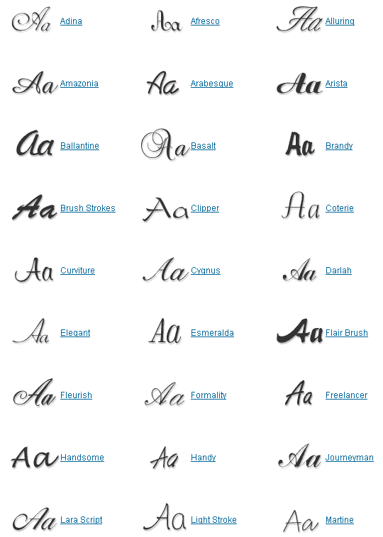 AllType Script, Calligraphy, & Handwriting Fonts