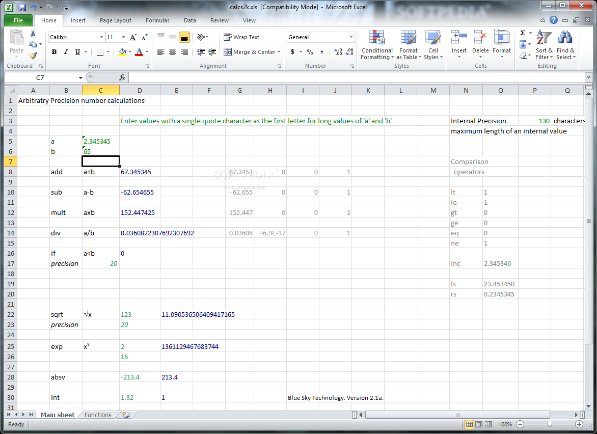 Arbitrary Precision number calculations