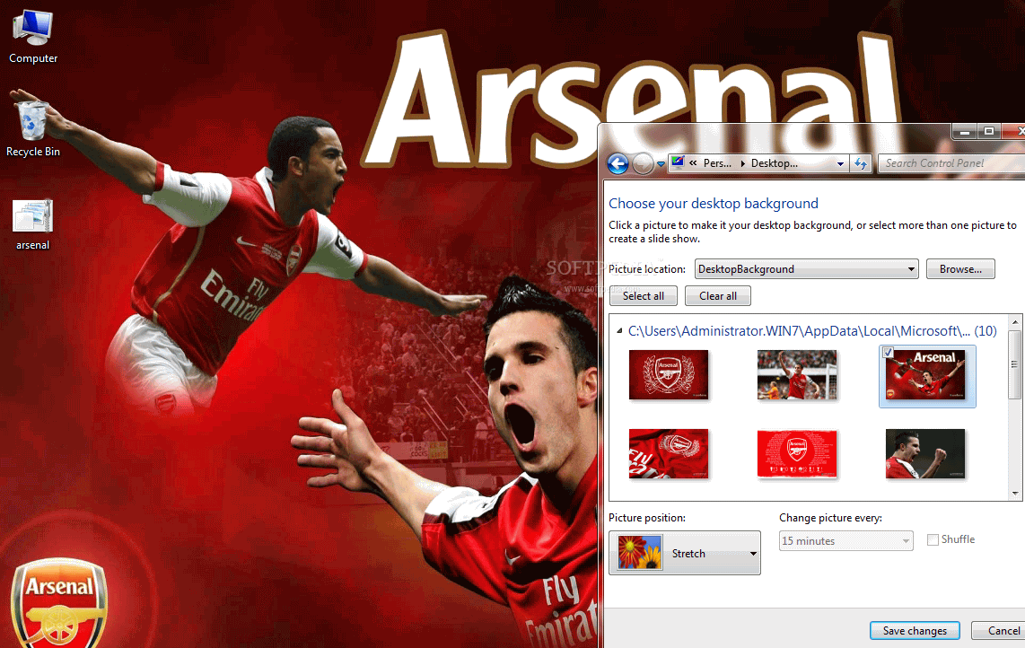 Arsenal Windows 7 Theme