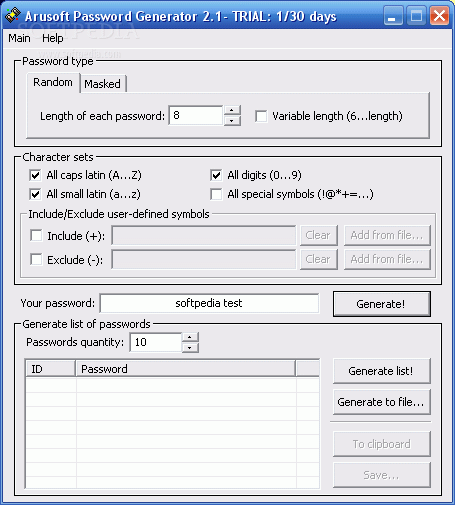 Arusoft Password Generator