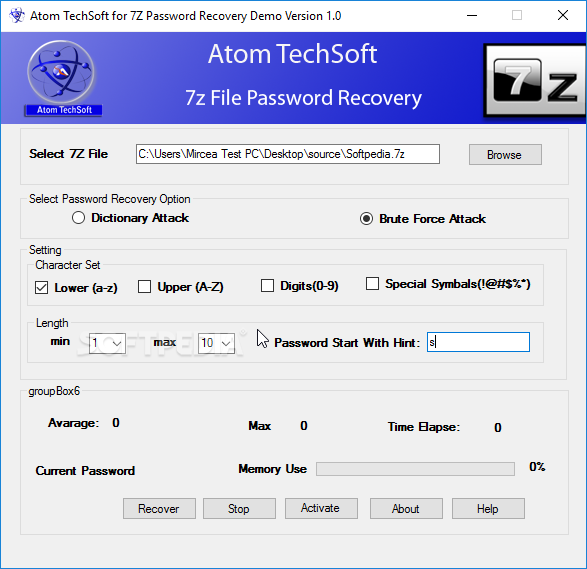 Atom TechSoft 7Z Password Recovery
