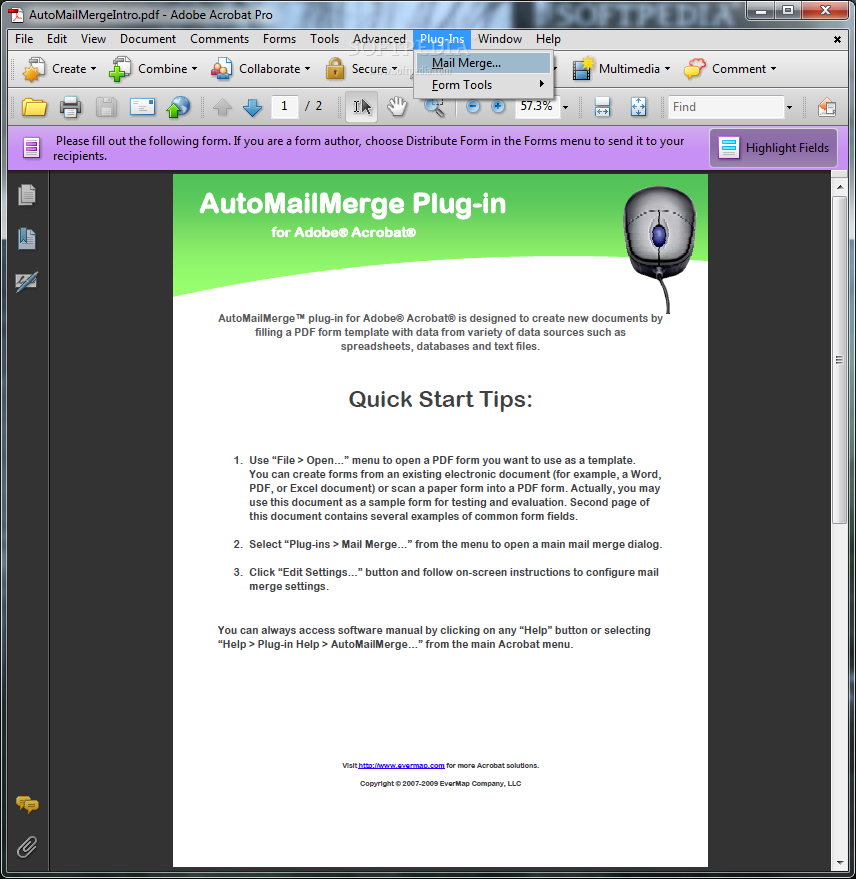 AutoMailMerge Plug-in for Adobe Acrobat