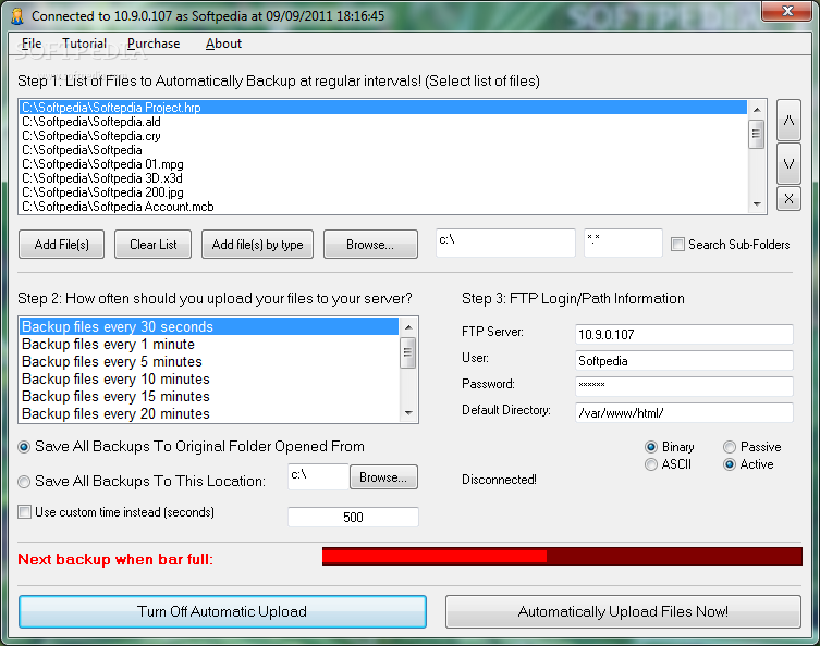 Automatic FTP Upload Software To Upload Multiple Files at Regular Intervals