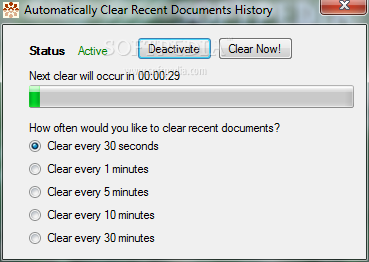 Automatically Clear Recent Documents History