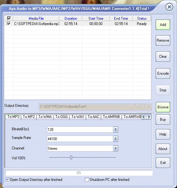 Aya Audio to MP3 / WMA / AAC / MP2 / WAV / OGG / M4A / AMR Converter