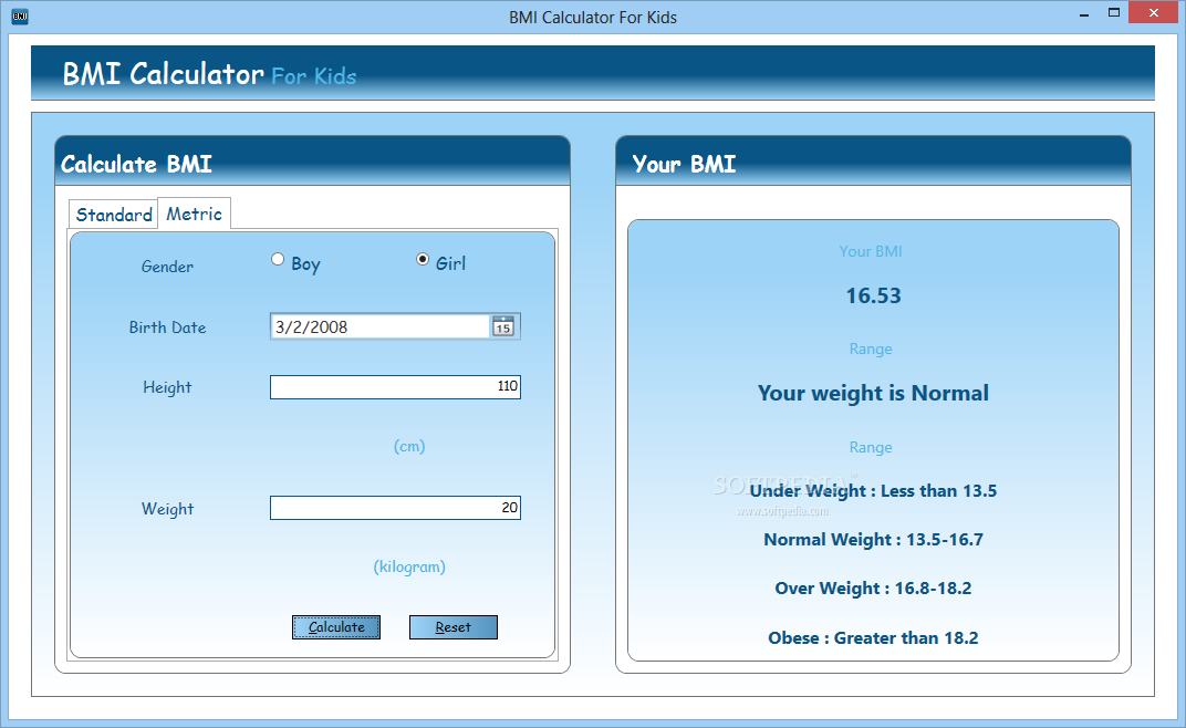 BMI Calculator for Kids