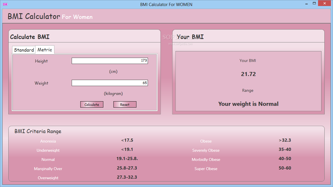 BMI Calculator for WOMEN