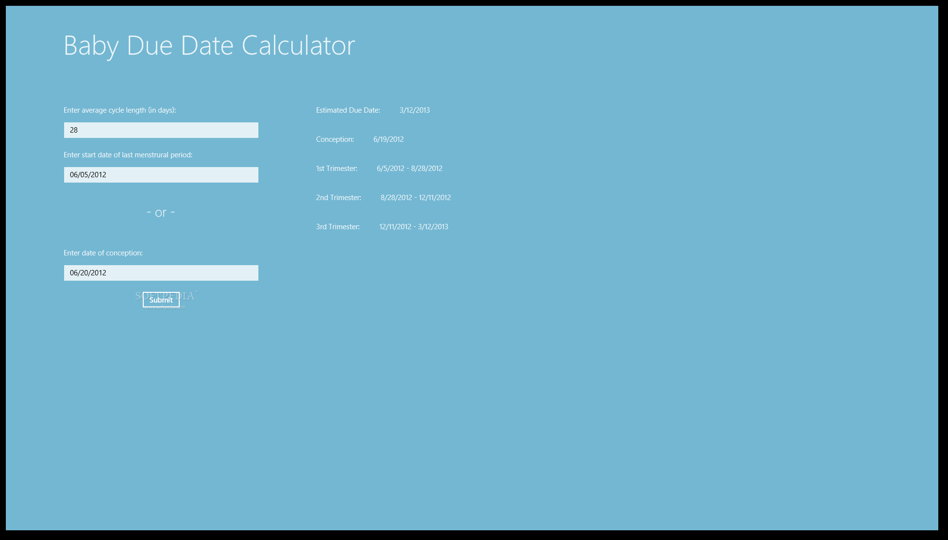 Baby Due Date Calculator For Windows 10/8.1
