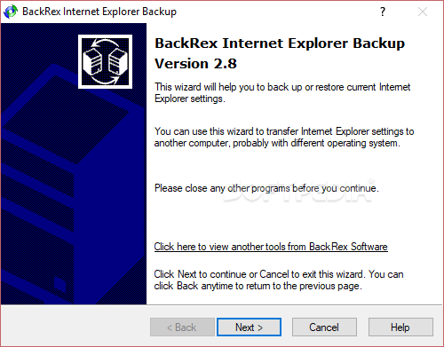BackRex Internet Explorer Backup