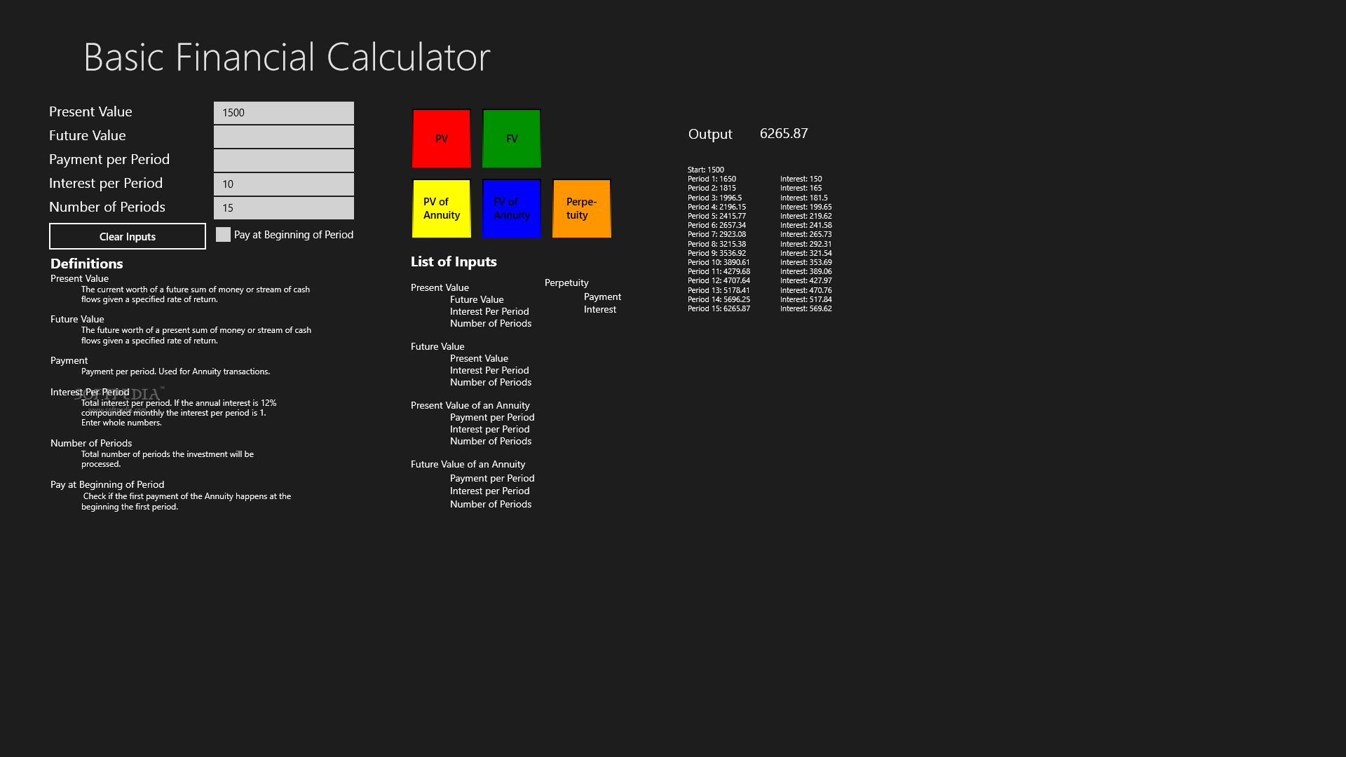 Basic Financial Calculator