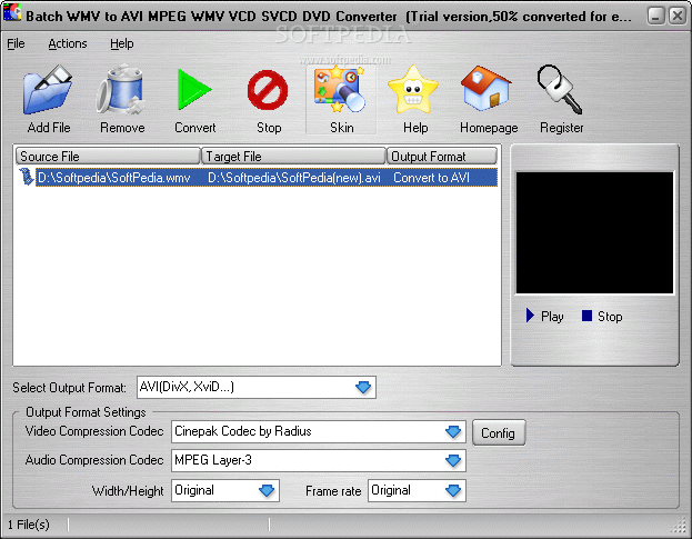 Batch WMV to AVI MPEG WMV VCD SVCD DVD Converter
