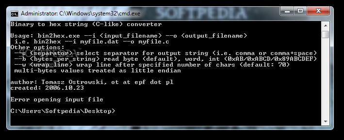 Binary to hex string C-like converter