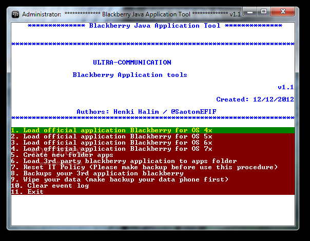 Blackberry Java Application Tool