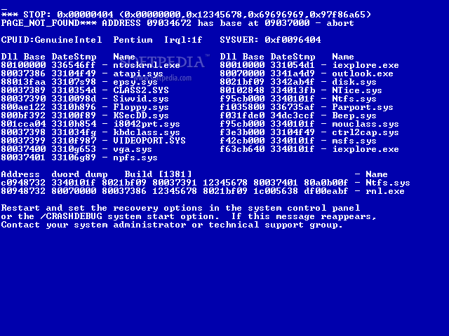 Bluescreen Screensaver