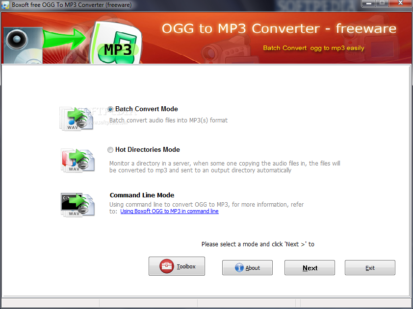Boxoft free Ogg to MP3 Converter