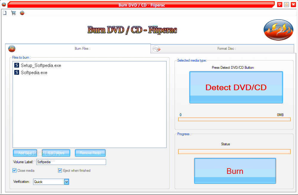 Burn DVD / CD - Fliperac