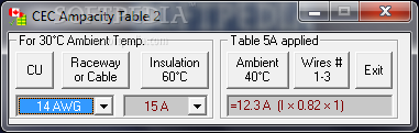 CEC Ampacity Calculator