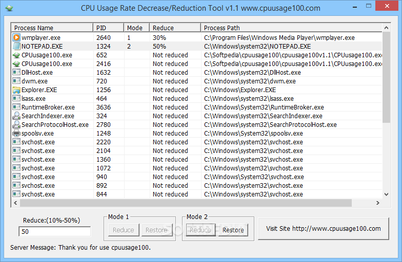 CPU Usage Rate Decrease/Reduction Tool