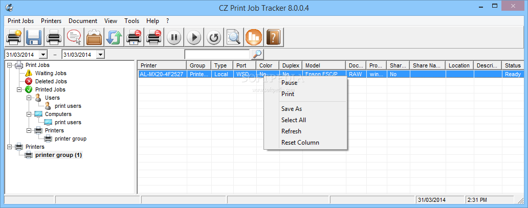 CZ Print Job Tracker