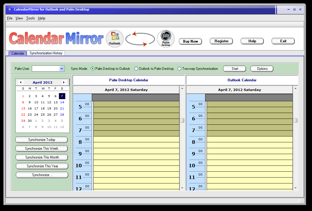 CalendarMirror for Outlook and Palm Desktop
