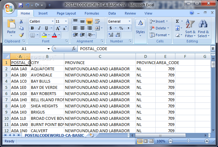 Canadian Postal Code Database (Basic Edition)