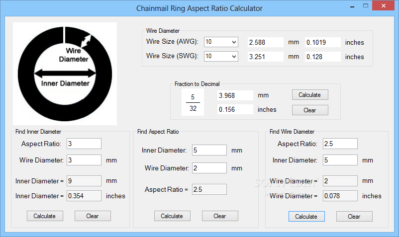Chainmail Ring Aspect Ratio Calculator