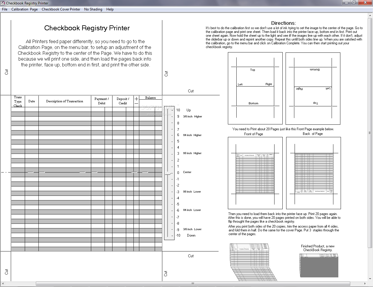 CheckBook Registry Printer