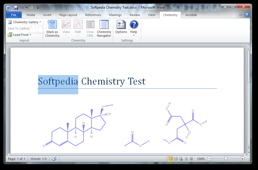 Chemistry Add-in for Word