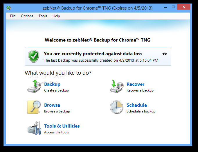 zebNet Backup for Chrome TNG
