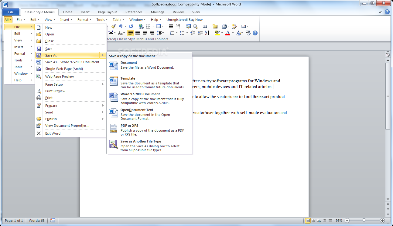 Classic Style Menus and Toolbars for Microsoft Office 2007
