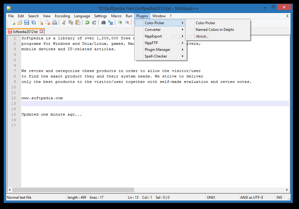 Color Picker Plugin for Notepad++